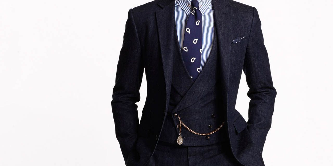 2015 – Ralph Lauren, denim three-piece suit | Fashion History Timeline