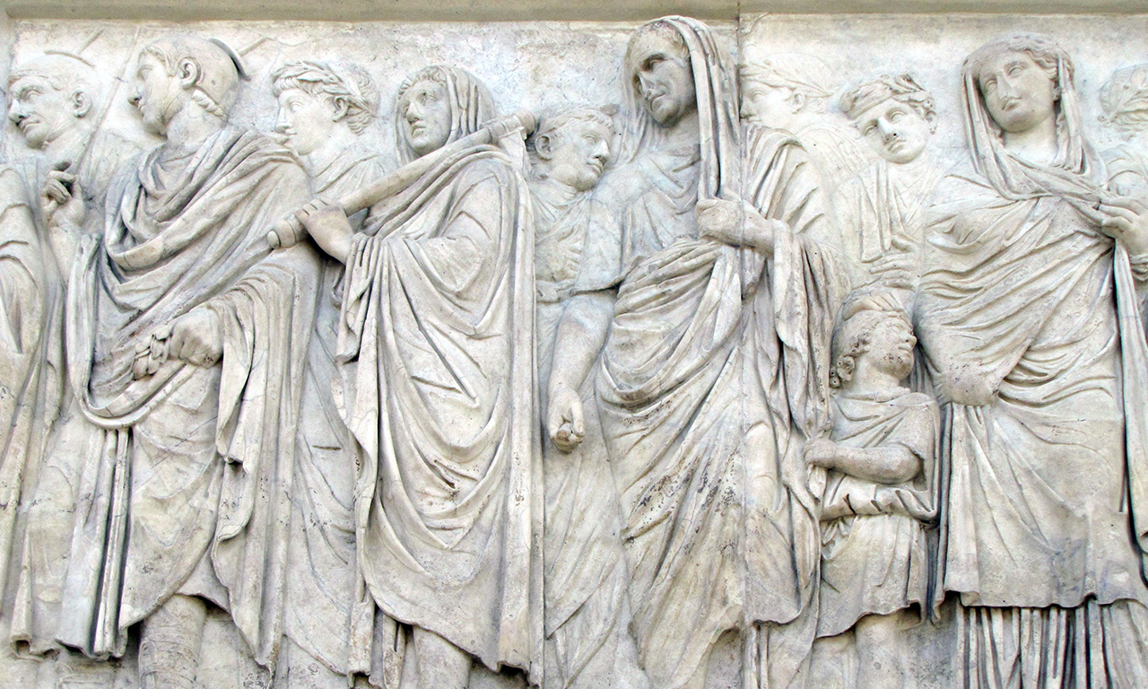 A portion of the marble procession relief from the Ara Pacis Augustae
