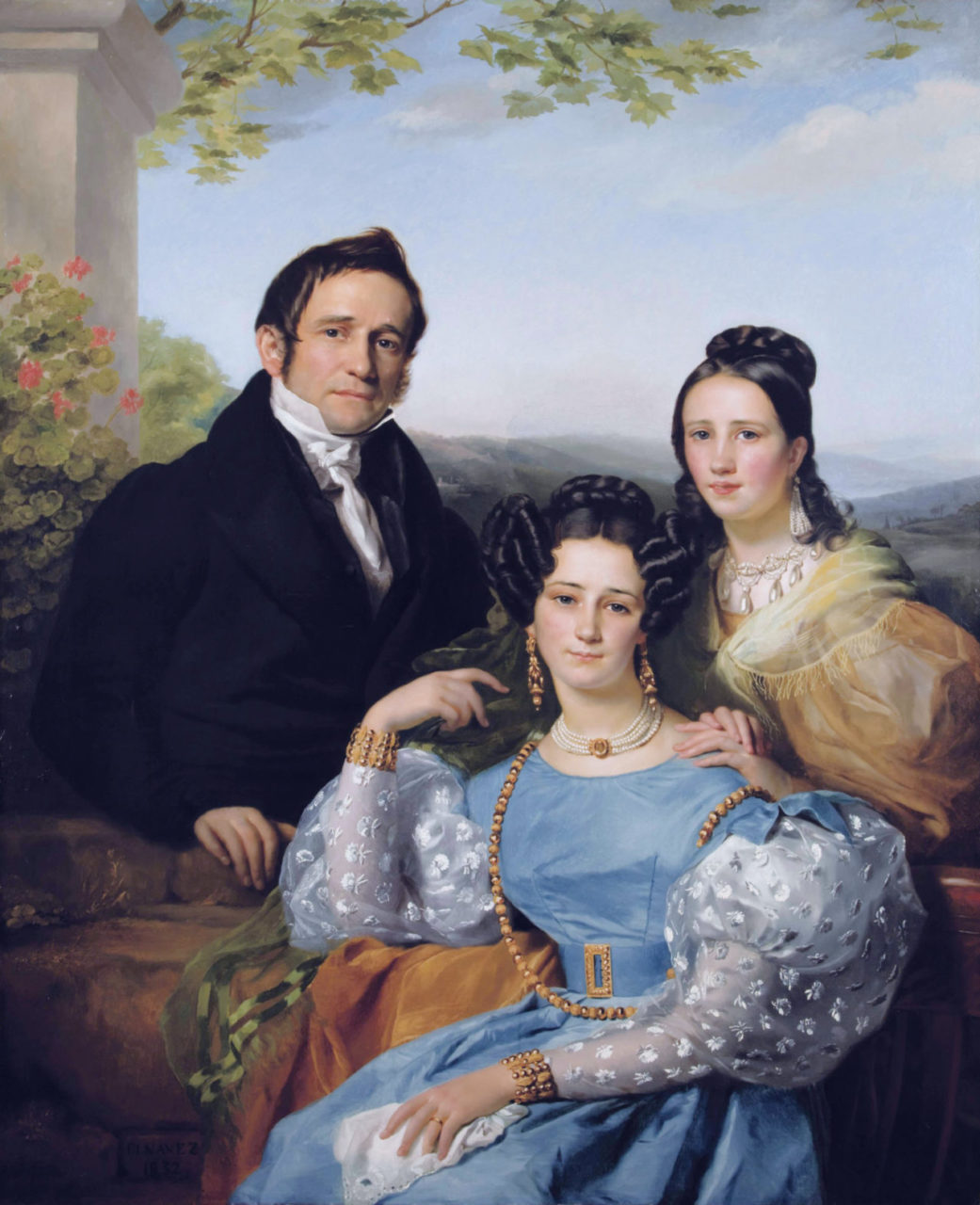 Théodore Joseph Jonet and his two daughters