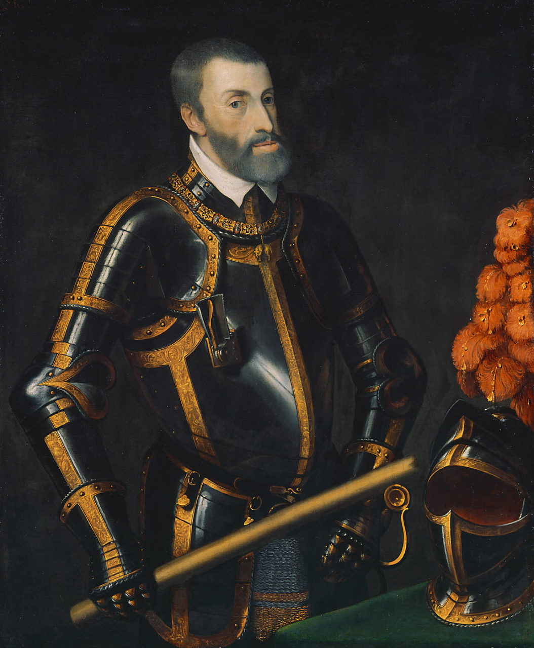 Emperor Charles V (1500-1558) in armor, portrait in half figure
