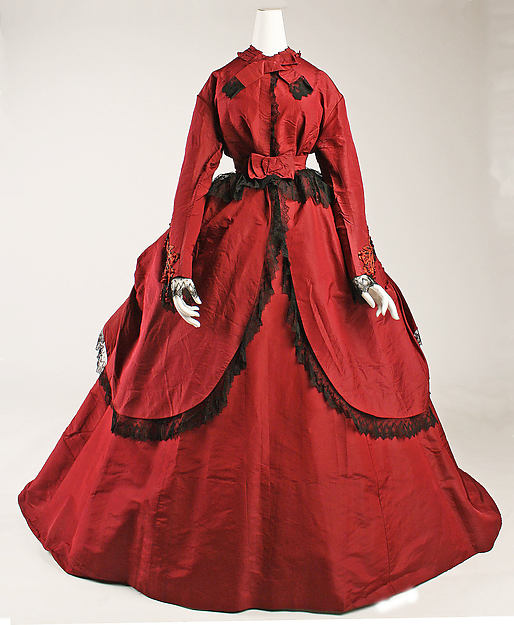 1869 – Red Silk Dress  Fashion History Timeline