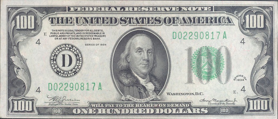 Obverse of 100 dollar bill series