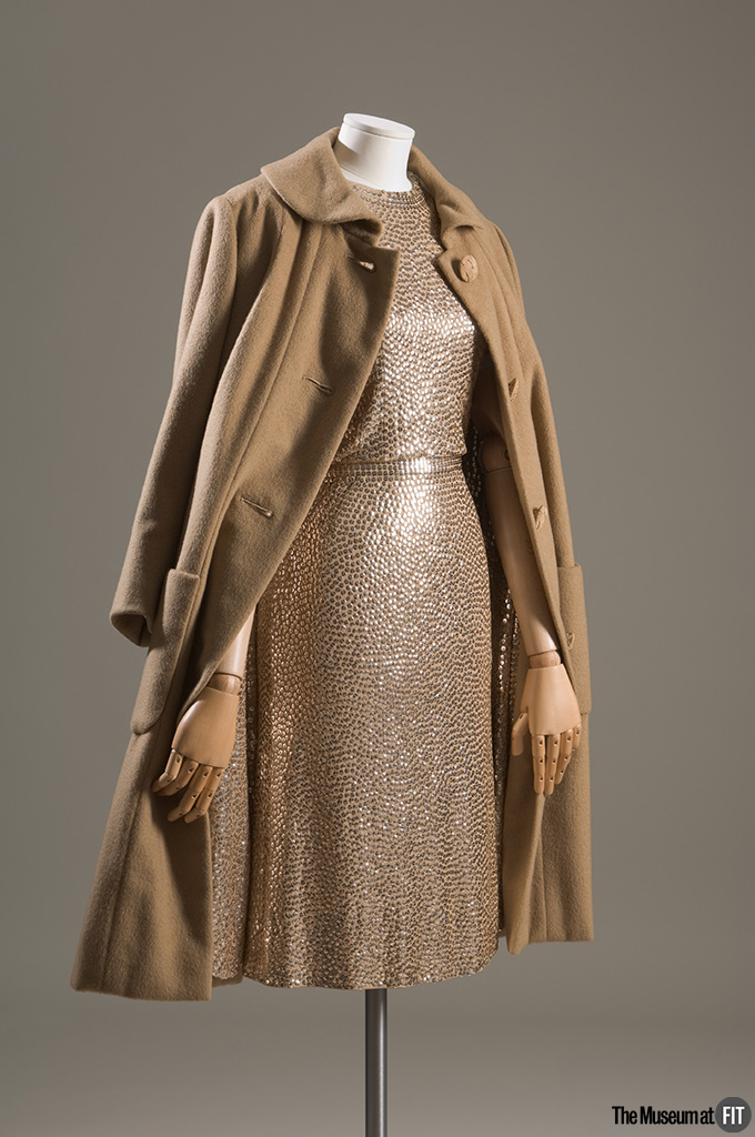 Gold evening coat and dress