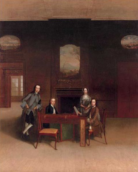 A Lady and Three Gentlemen around a Harpsichord