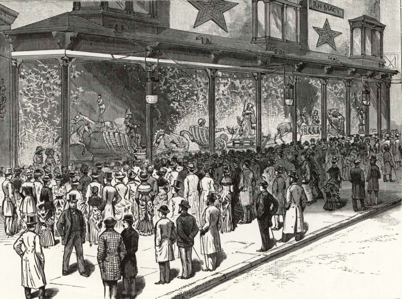 An early rendering of an animated display at R.H. Macy’s in New York City