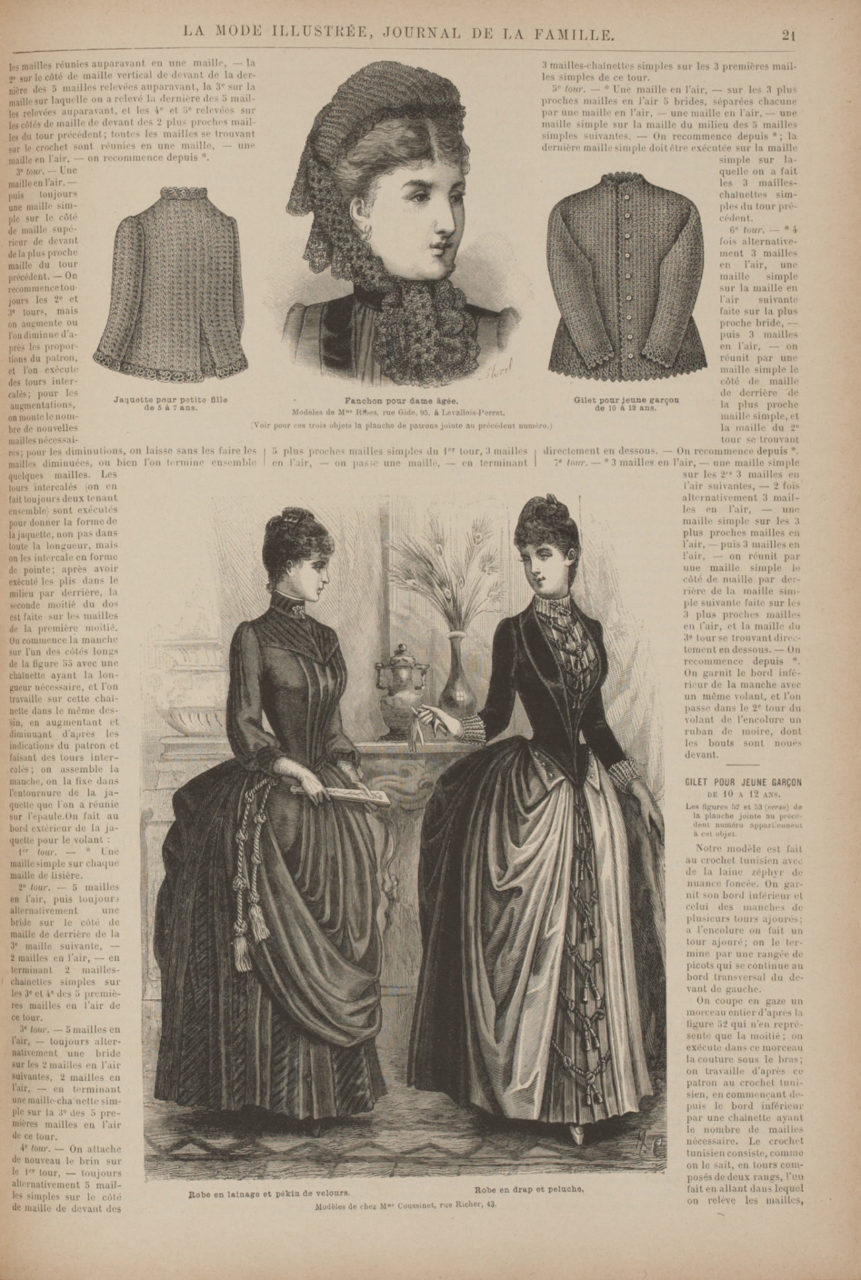 La Mode illustrée; Wool and Velvet dress