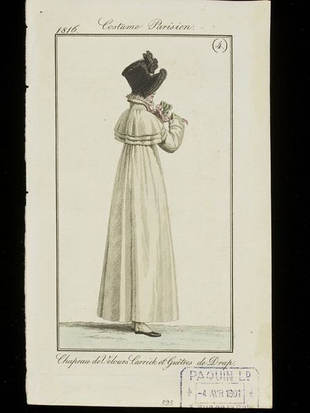 Costume Parisien. Chapeau de Velours. Carrick et Guêtres de Drap.