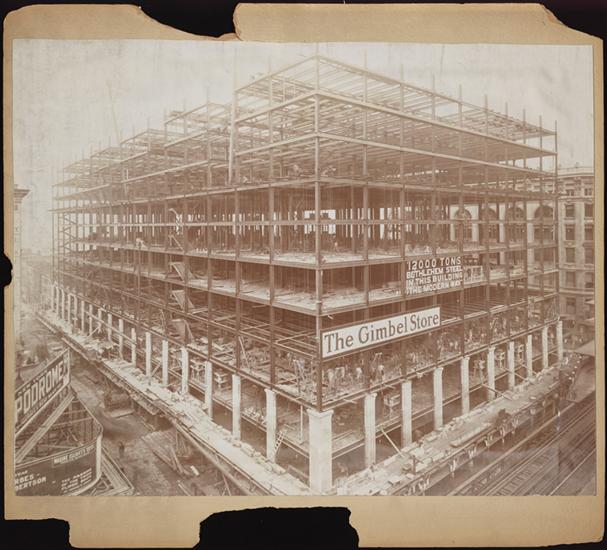 Construction of Gimbels department store