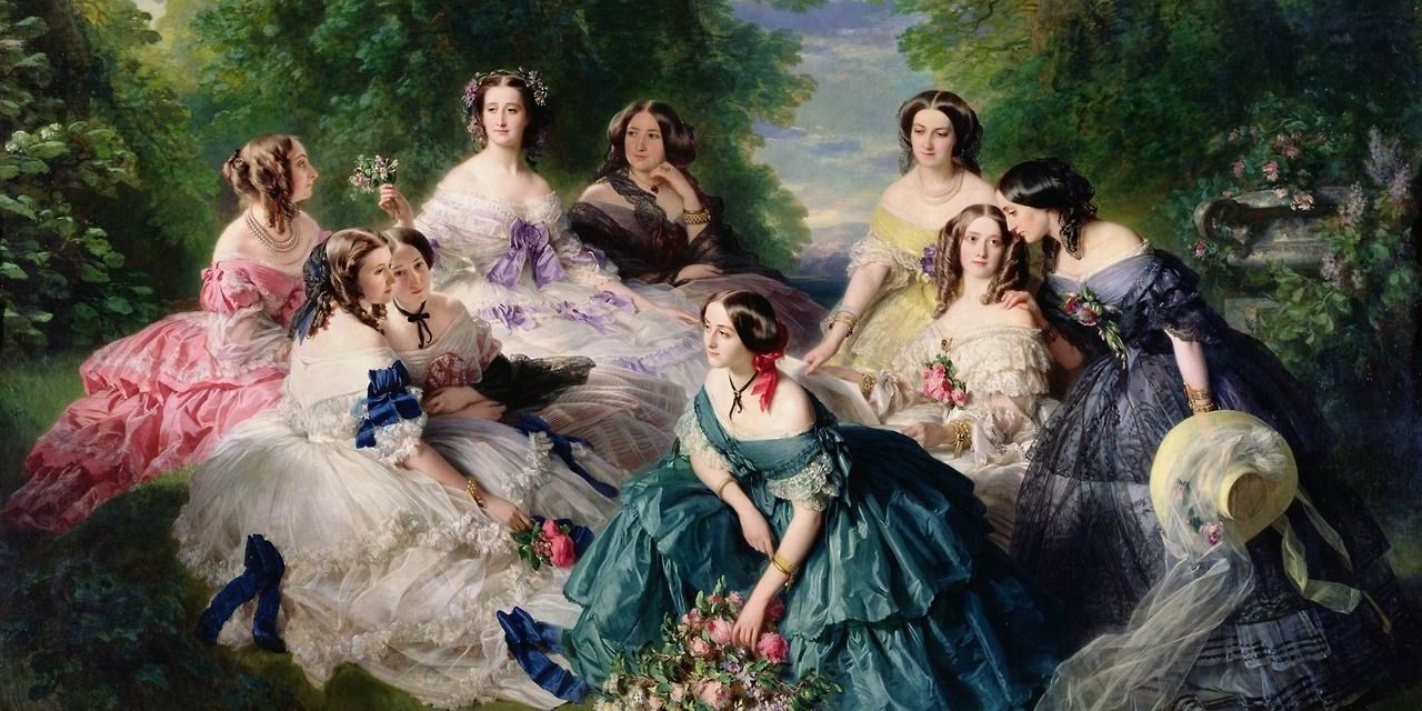 1855 – Franz-Xaver Winterhalter, The Empress Eugénie Surrounded by her  Ladies-in-Waiting