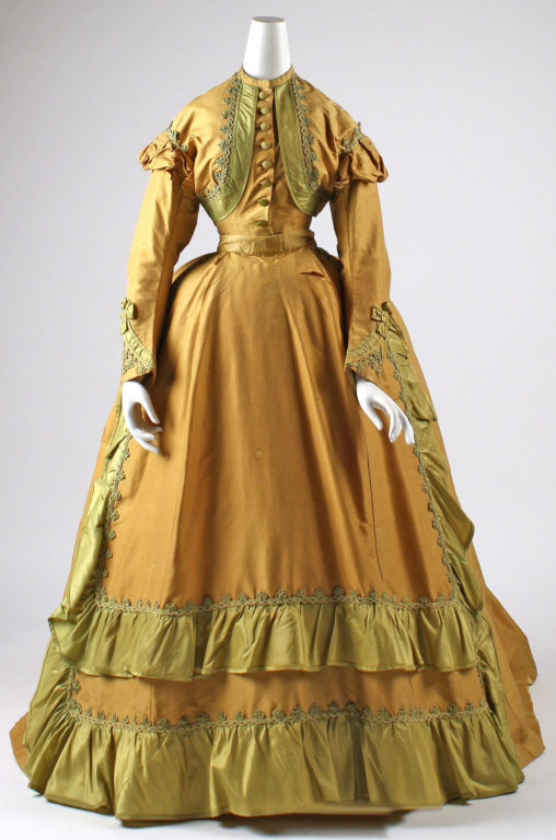 1866 – Silk afternoon dress with a trompe l’oeil bolero jacket ...