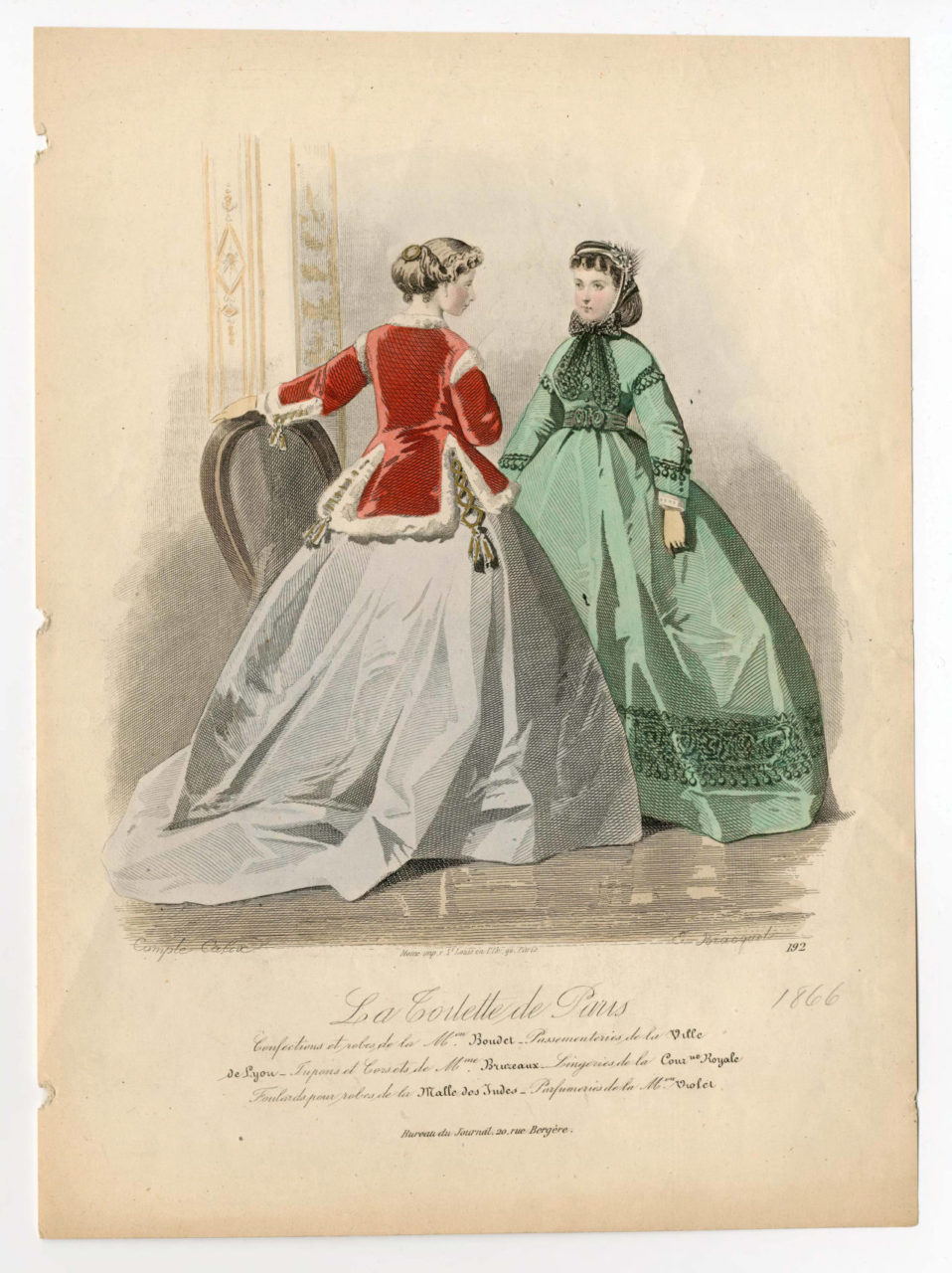 1866 – Silk afternoon dress with a trompe l'oeil bolero jacket