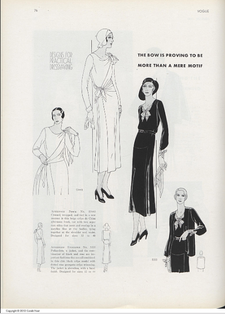 Designs for Practical Dressmaking: "The Bow Is Proving To Be More Than a Mere Motif," Vogue