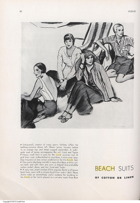 "Fashion: Beach Suits of Cotton or Linen," Vogue