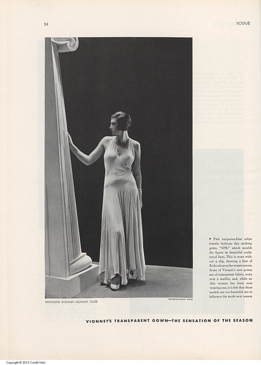 "Vionnet’s Transparent Gown—the Sensation of the Season," Vogue