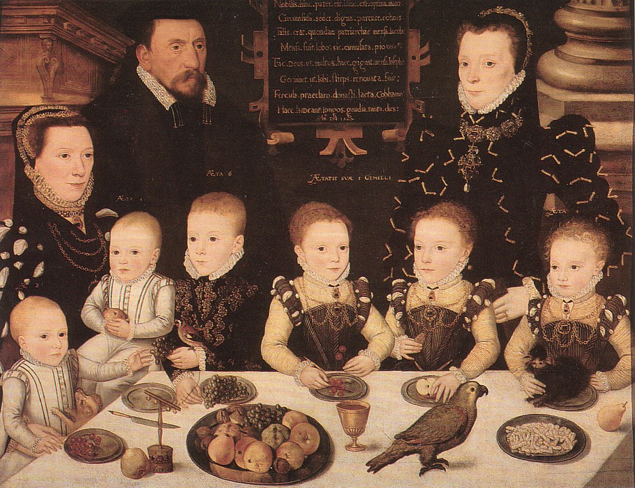 William Brooke, Baron Cobham, and his family at the dining table