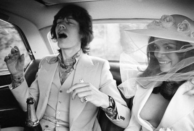 Mick Jagger and Bianca Perez Morena de Marcias just after their wedding in St Tropez, France