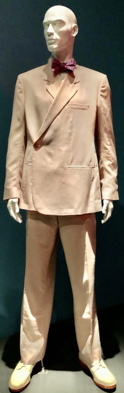 Pink cashmere suit, Charvet silk bowtie