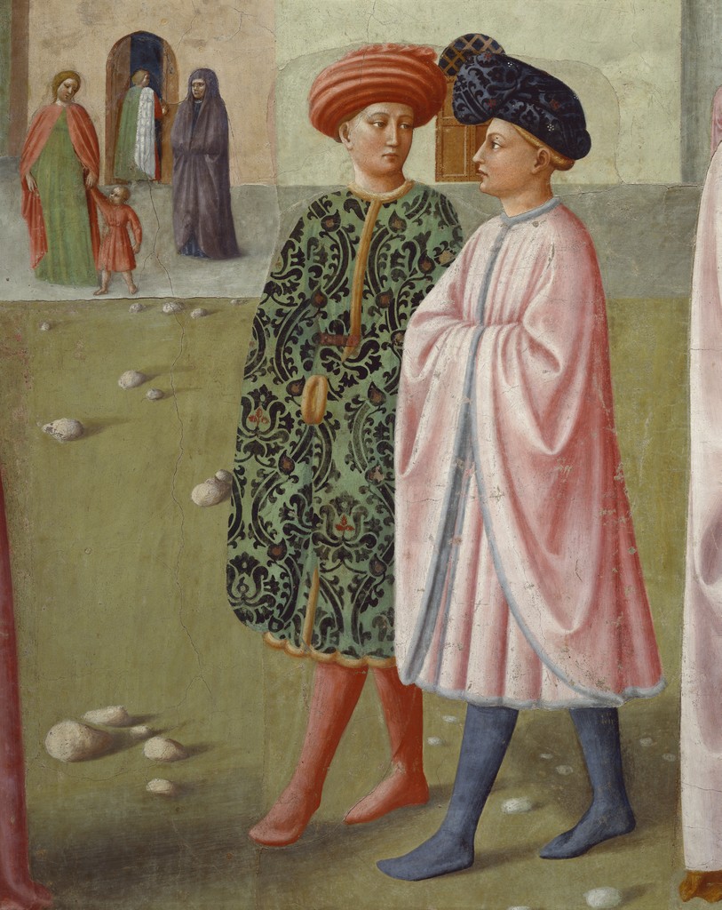 Detail of two young men, The Healing of the Cripple, from Scenes from the Life of St. Peter