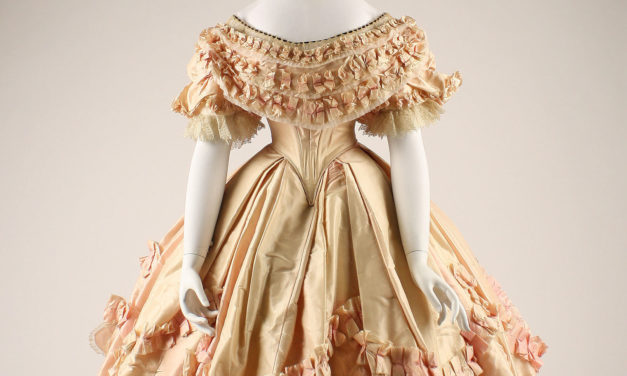 1860 – Cream silk evening dress