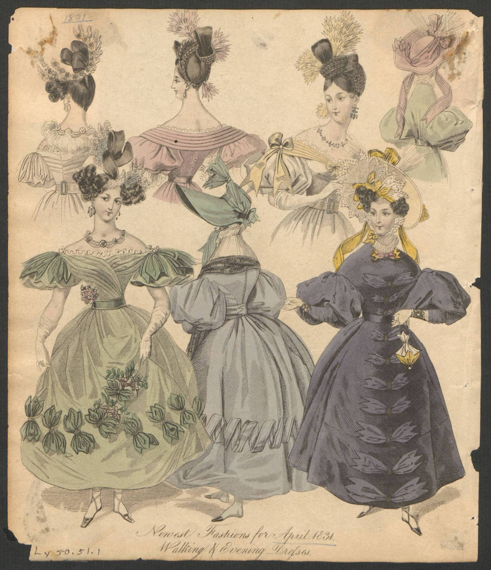 Newest Fashions for April 1831: Walking and Evening Designs