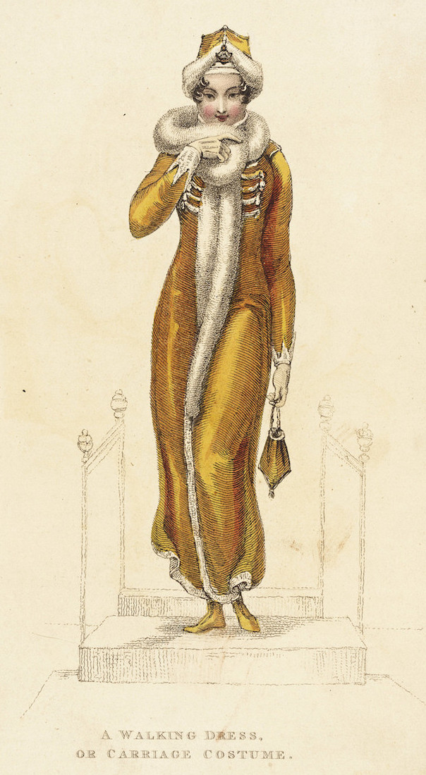 Fashion Plate: "Walking dress or Carriage Costume" for "The Repository of Arts"
