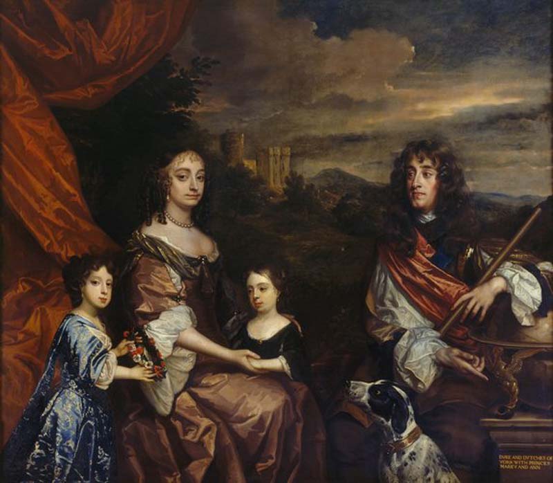 James II, when Duke of York with Anne Hyde, Princess Mary, later Mary II, and Princess Anne