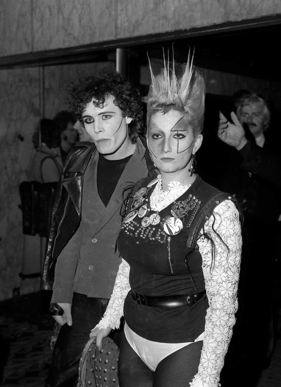 Punk Rockers Adam Ant and Jordan attending the movie premiere of "Saturday Night Fever" in London