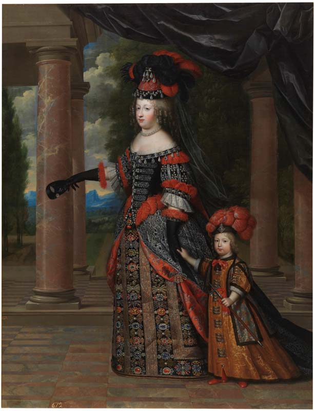 Portrait of Maria Theresa of Spain and her son in Polish costume.