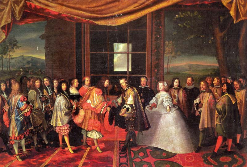 The interview of Louis XIV and Felipe IV in the island of the Pheasants
