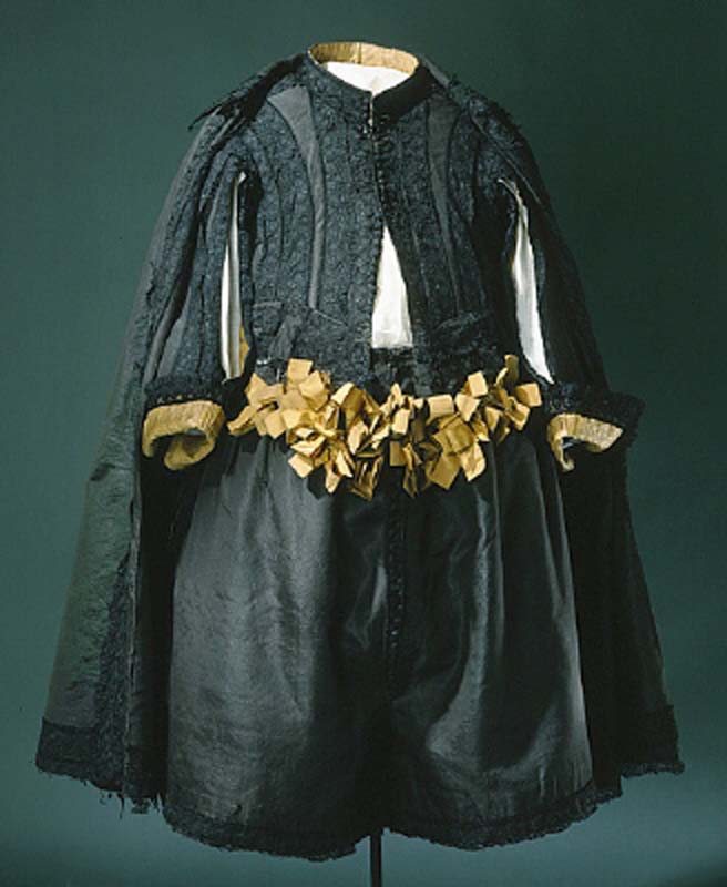 Black silk robe coat, worn by Karl X Gustav of Sweden