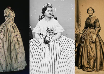 1863 – Elizabeth Keckley, Striped evening dress for Mary Todd Lincoln