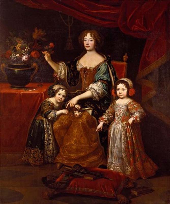 Elizabeth Charlotte, Princess Palatine, Duchess of Orléans, with her son Philippe, later Regent of France, and daughter, Elizabeth, later Duchess of Lorraine