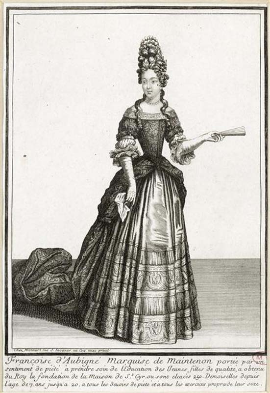 Françoise d'Aubigné, marquise de Maintenon (1635-1719) in court dress, a fan in her hand
