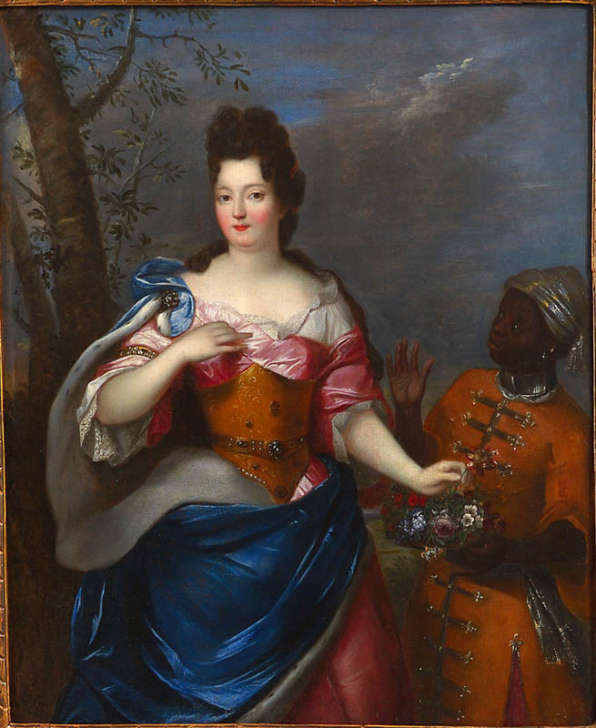 Portrait of Madame de Maintenon depicted with her black servant