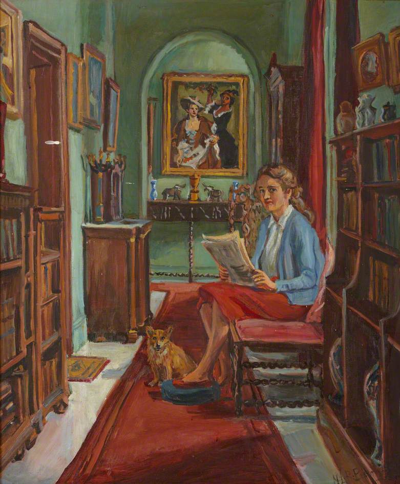 The Artist's Daughter with Her Dog at Thoresby Hall (Lady Rozelle Raynes)