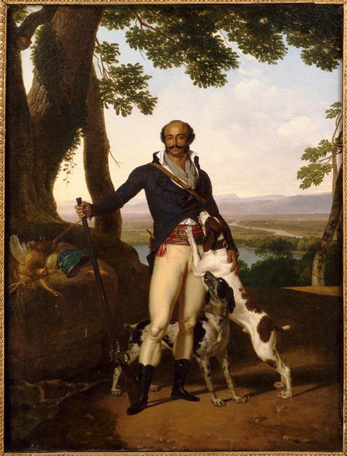 Portrait d'un chasseur avec ses chiens dans un paysage, dit Portrait d'Alexandre Dumas père