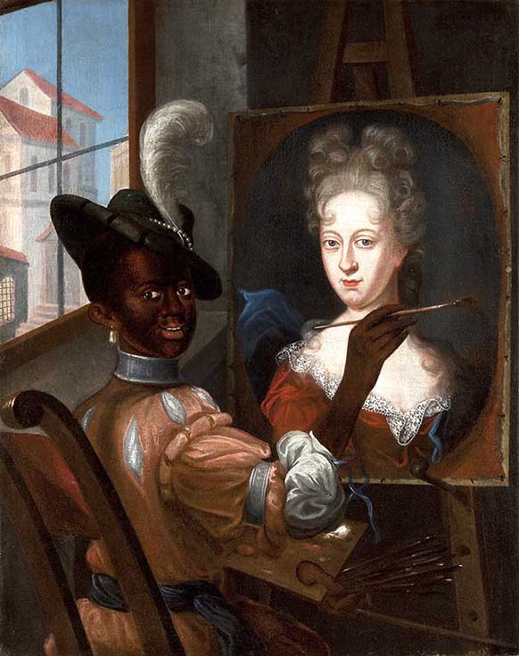 Black Artist Completing a Portrait of Maria Anna of Austria, Queen of Portugal (1683-1754)