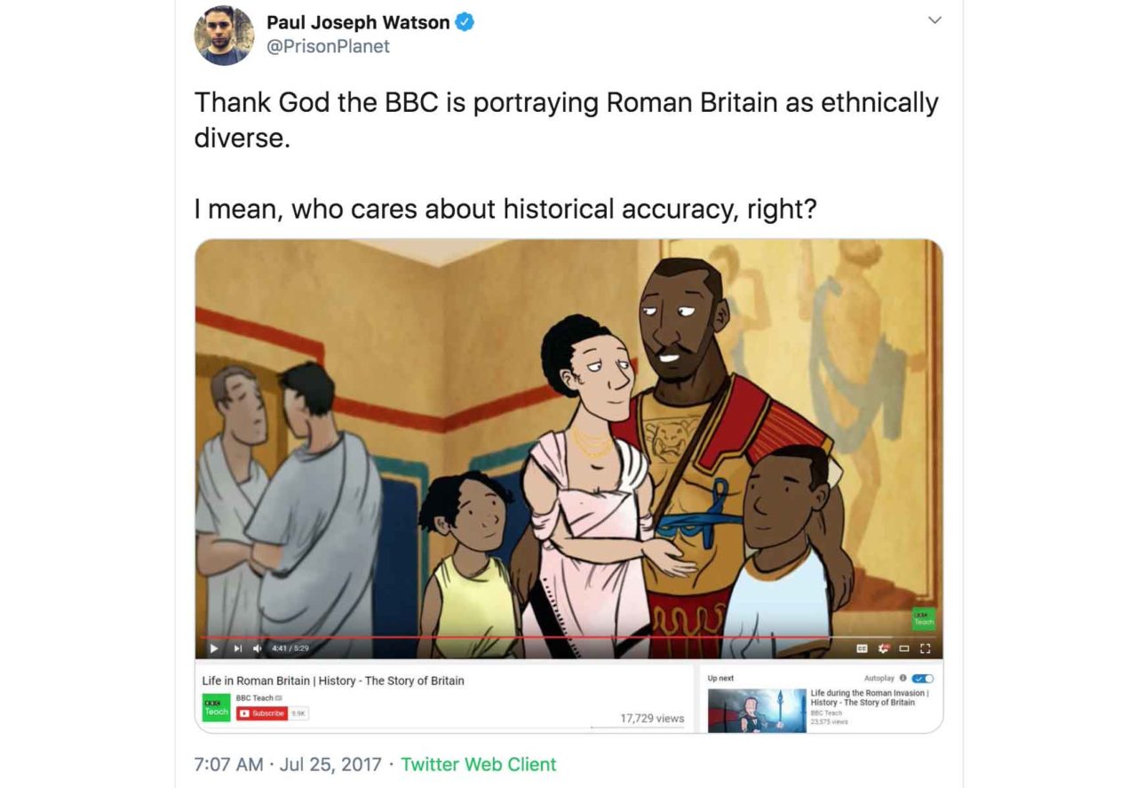 "Thank God the BBC is portraying Roman Britain as ethnically diverse. I mean, who cares about historical accuracy, right?"