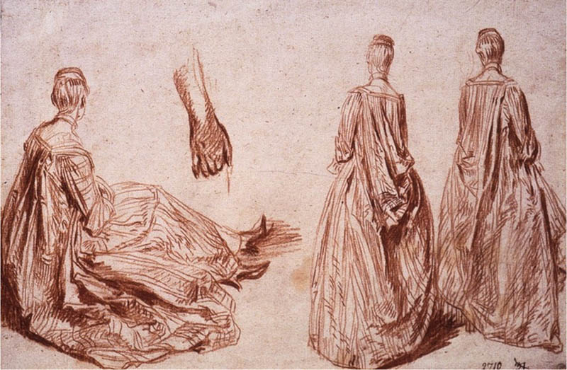 Three Studies of a Woman, Seated and Standing, and Study of a Hand