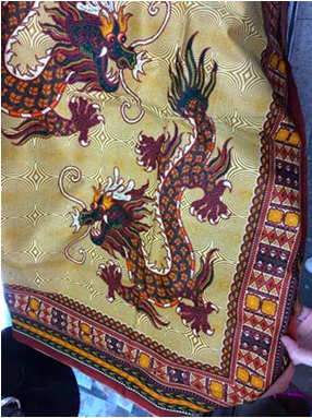 Capulana with Chinese-dragon motif and African print border