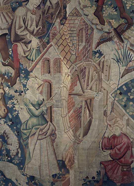 Detail from the Devonshire Hunting Tapestries: Falconry